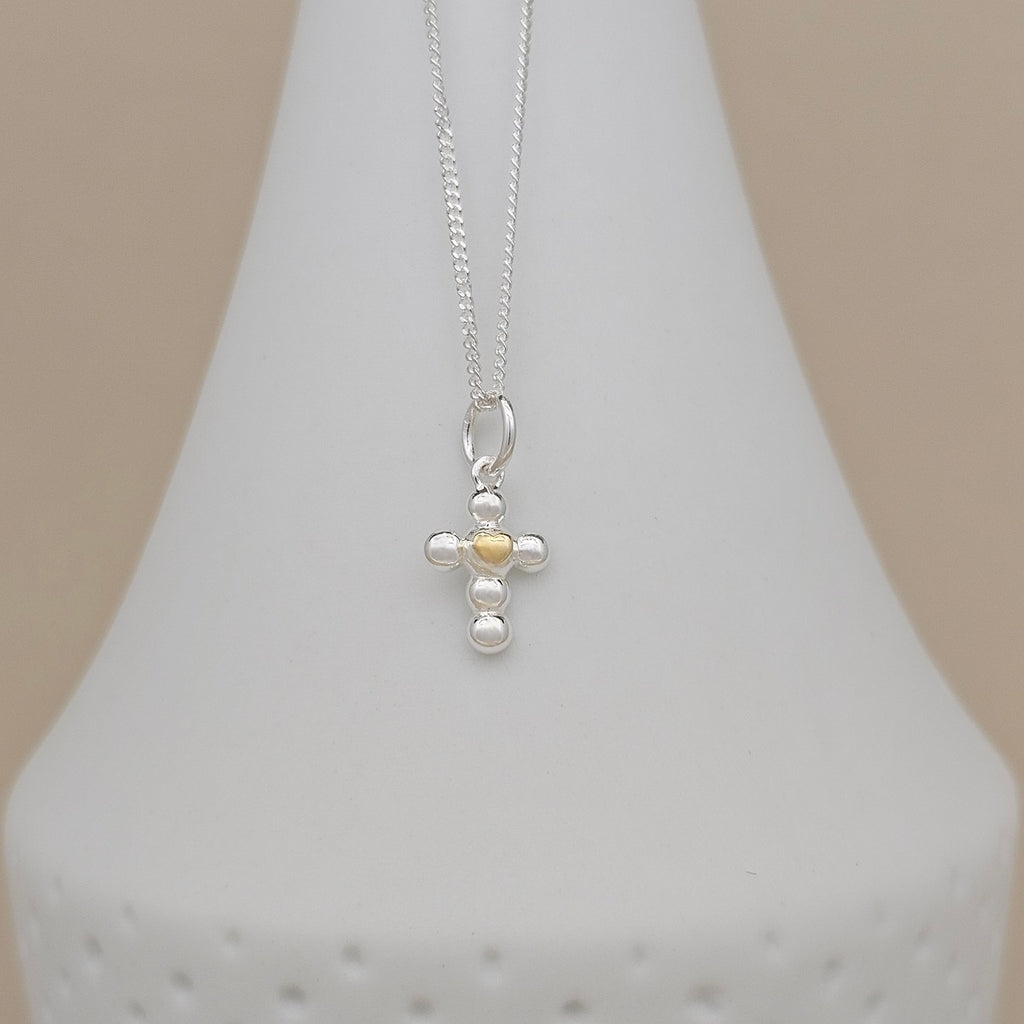 Personalised Children's Two Tone Cross Necklace