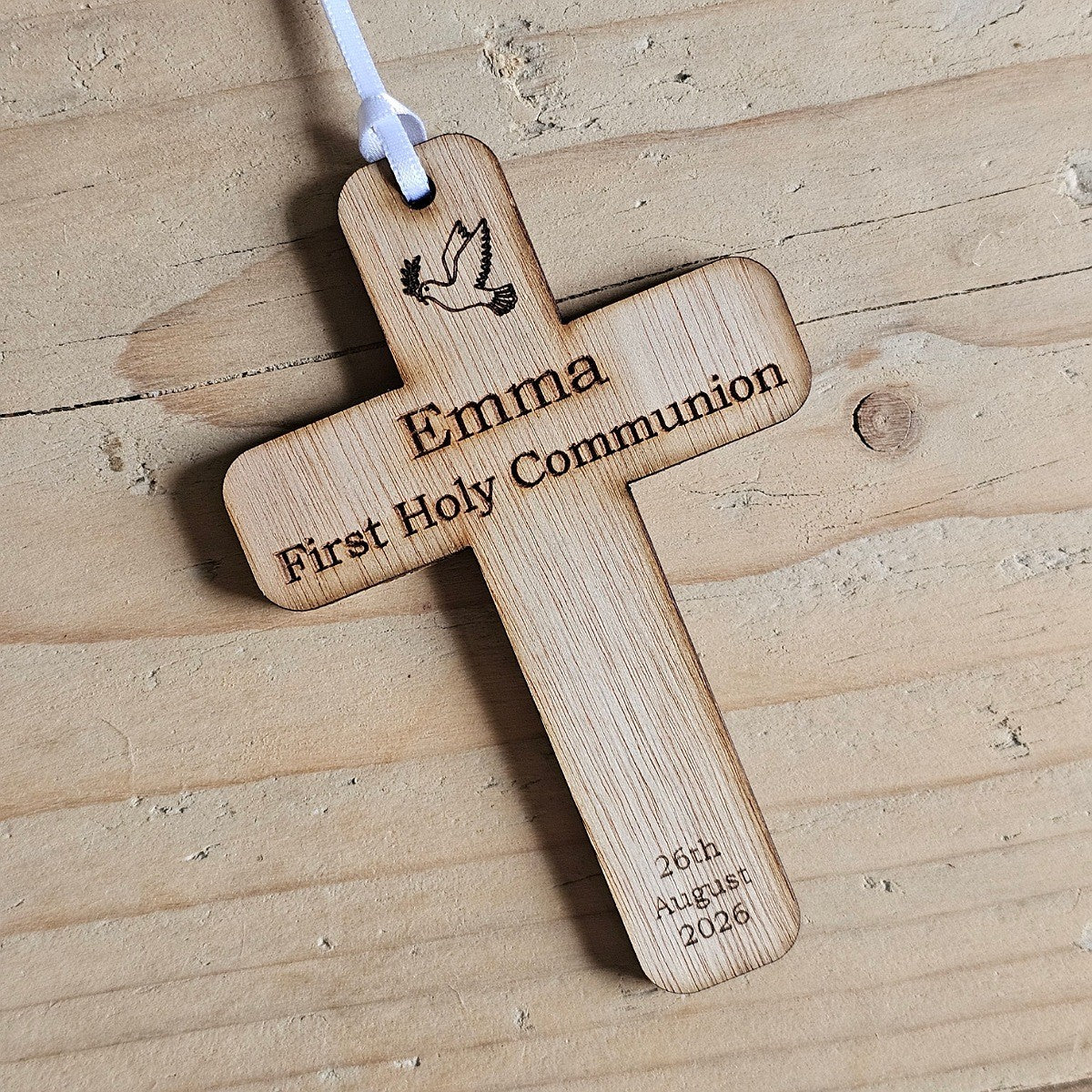 Personalised Communion Cross Hanging Decoration Card