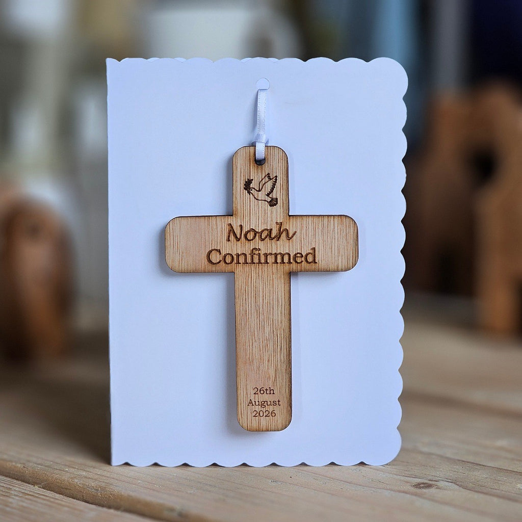 Personalised Confirmation Cross Hanging Decoration Card