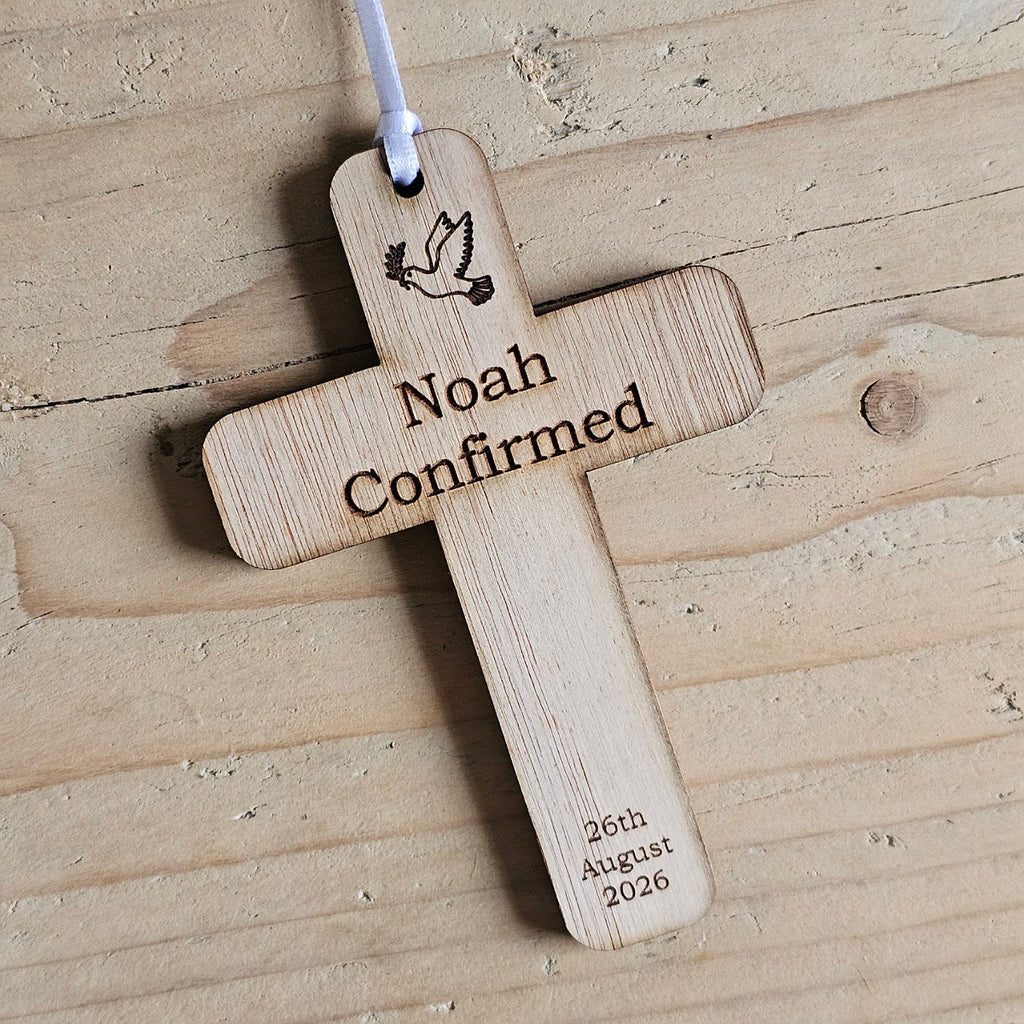Personalised Confirmation Cross Hanging Decoration Card