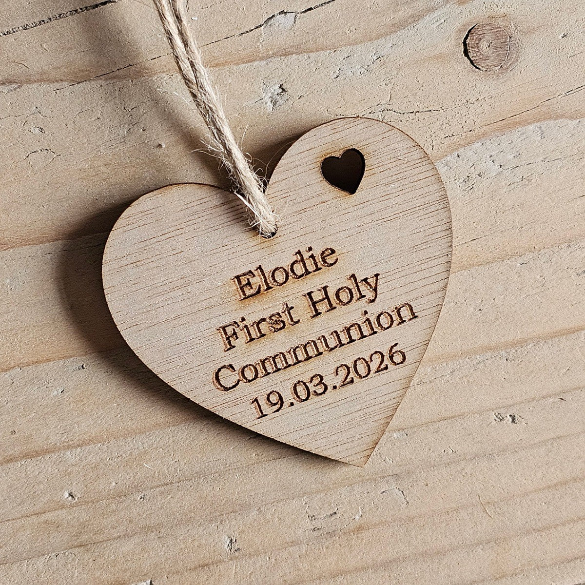 Personalised First Holy Communion Hanging Heart Card