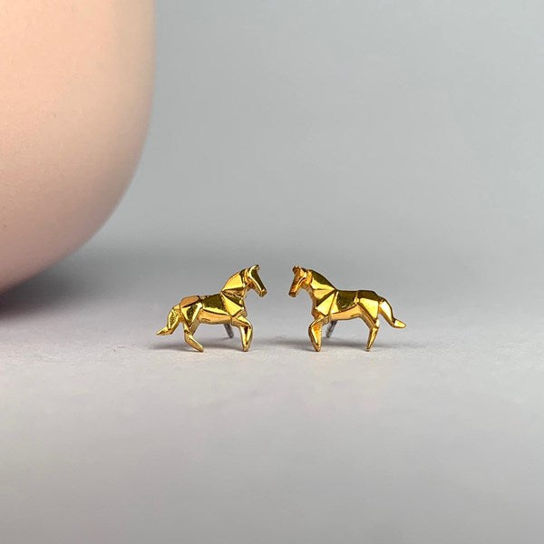 Personalised Gold Plated Origami Horse Necklace