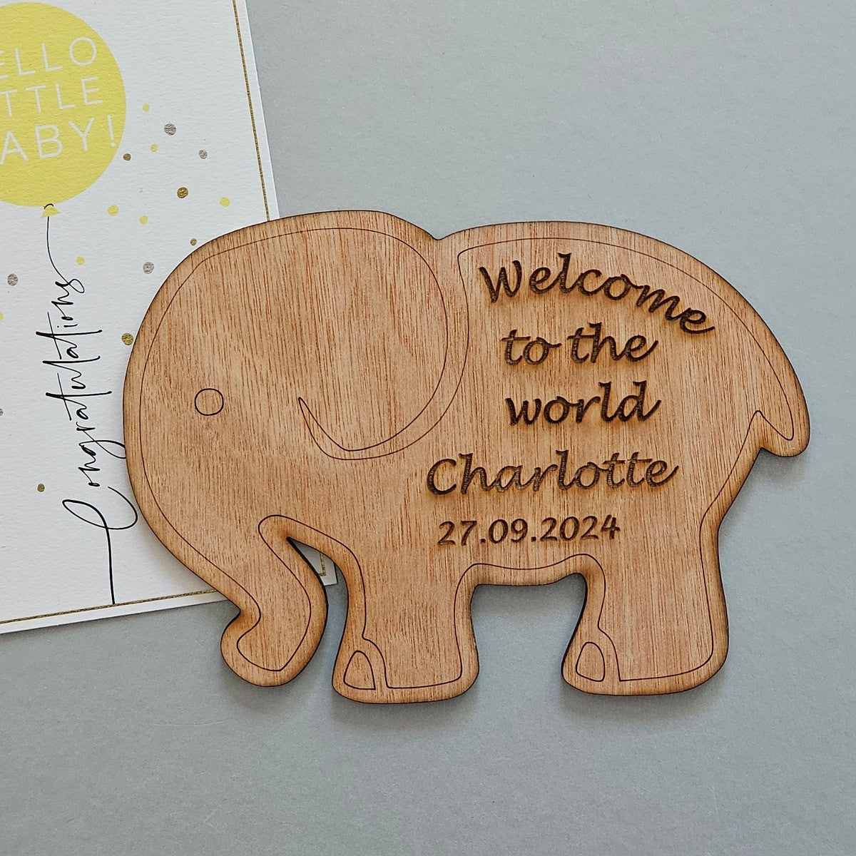 Personalised New Baby 'Welcome' Elephant Decoration