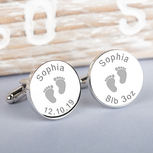 Personalised New Daddy 'Footprint' Cufflinks