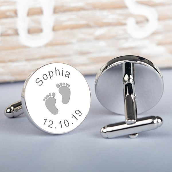 Personalised New Daddy 'Footprint' Cufflinks