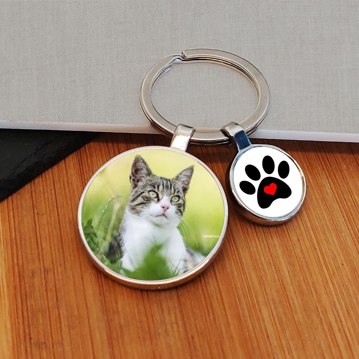 Personalised Pawprint Photo Keyring