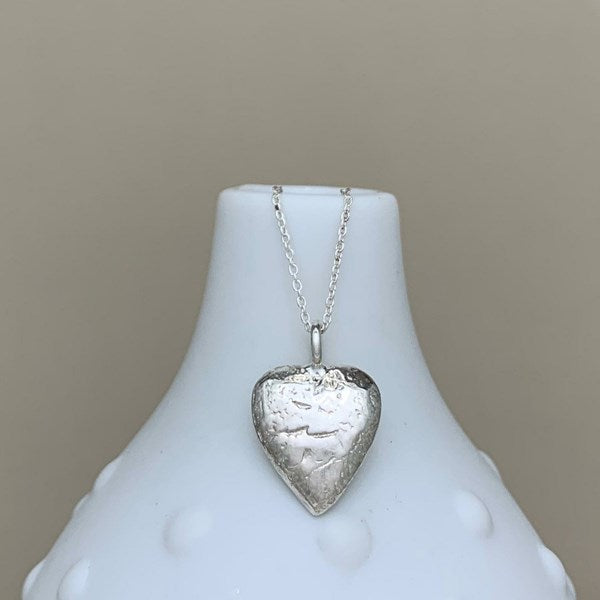 Personalised Silver Hammered Heart Necklace
