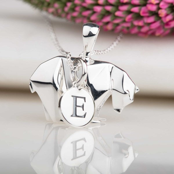 Personalised Silver Origami Polar Bear Necklace