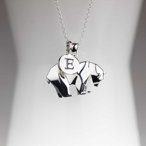 Personalised Silver Origami Polar Bear Necklace