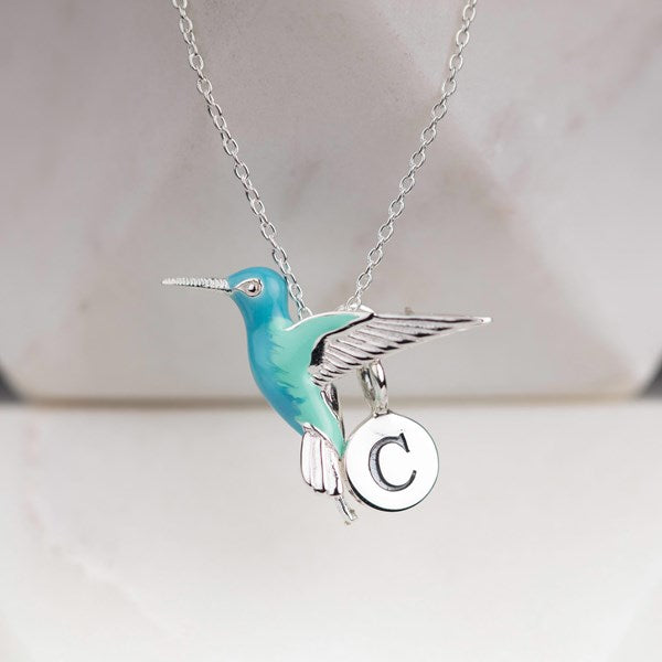 Personalised Solid Silver Hummingbird Pendant