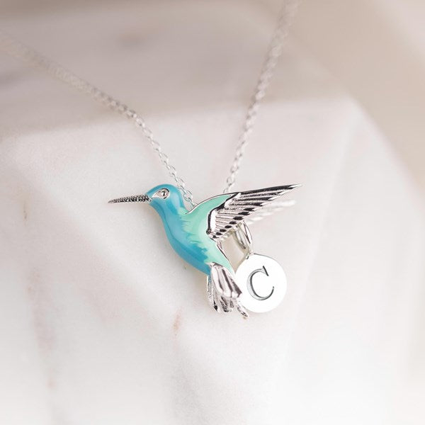 Personalised Solid Silver Hummingbird Pendant