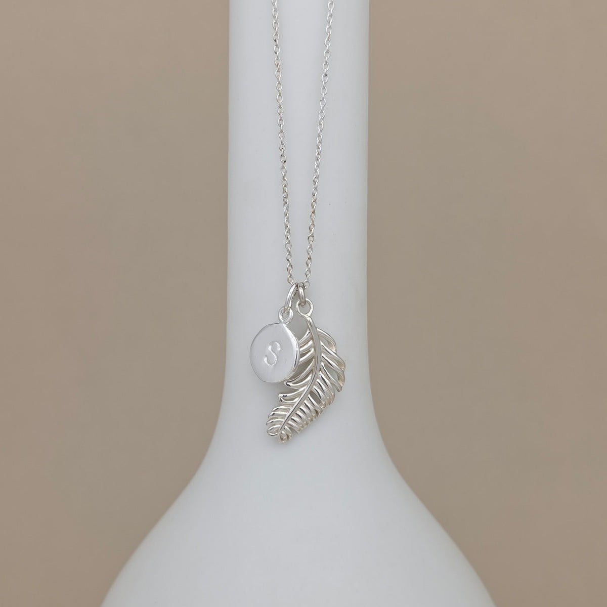 Personalised Sterling Silver Falling Feather Necklace