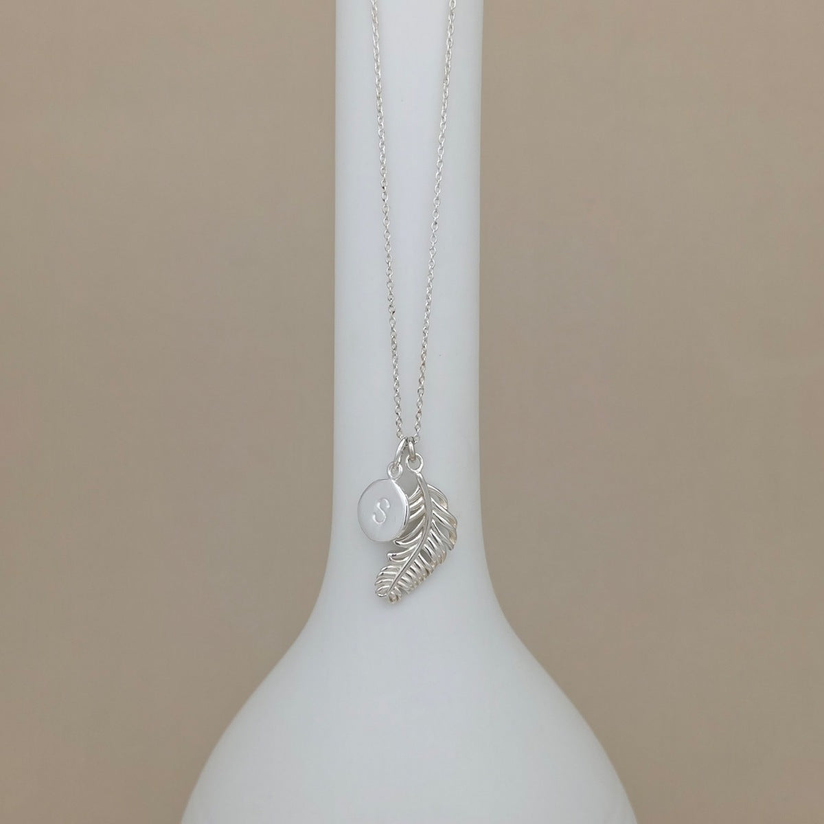 Personalised Sterling Silver Falling Feather Necklace