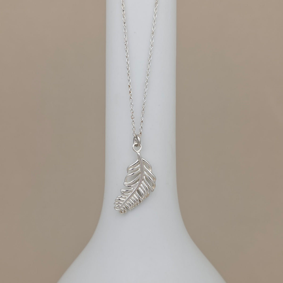 Personalised Sterling Silver Falling Feather Necklace