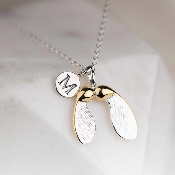 Personalised Sterling Silver Sycamore Seed Pendant