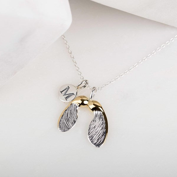 Personalised Sterling Silver Sycamore Seed Pendant