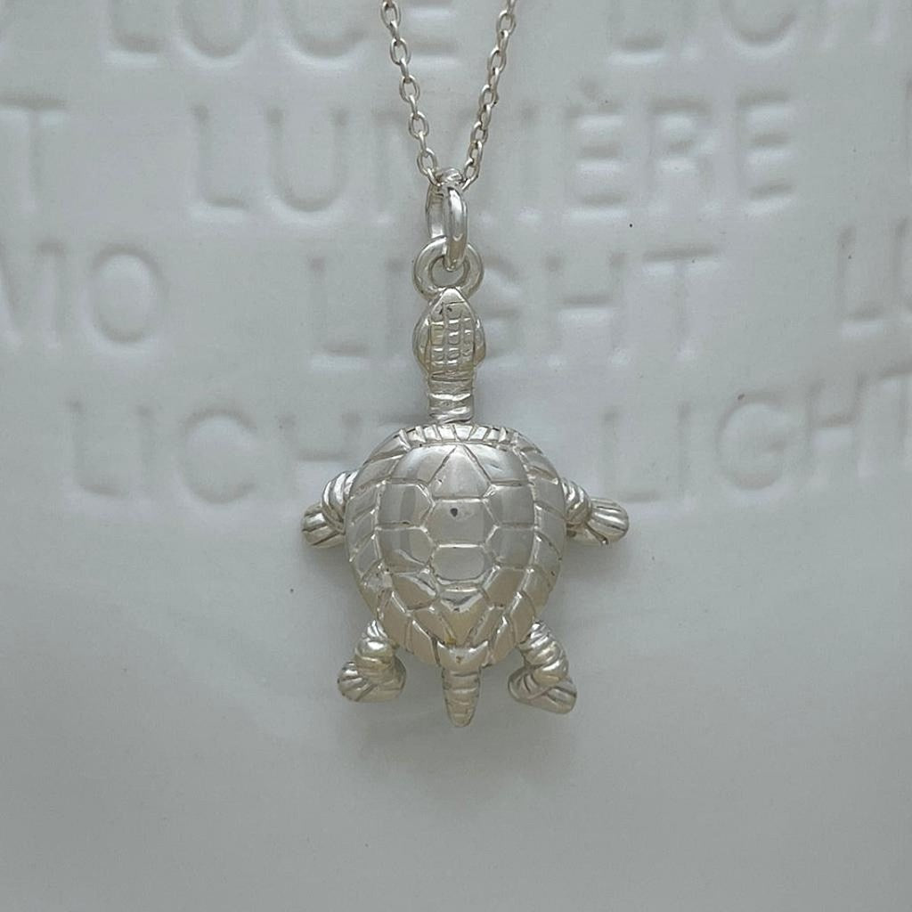 Personalised Turtle Charm Sterling Silver Necklace