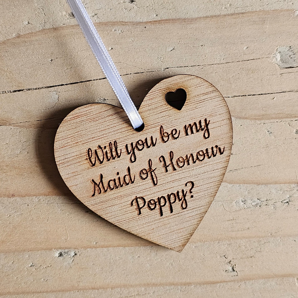 Personalised 'Be My Maid Of Honour' Decoration Card