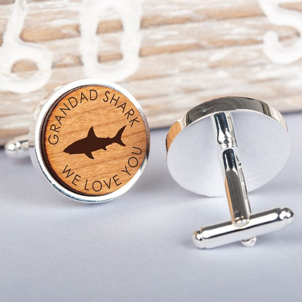 Personalised 'Daddy Shark/Baby Shark' Wooden Cufflinks
