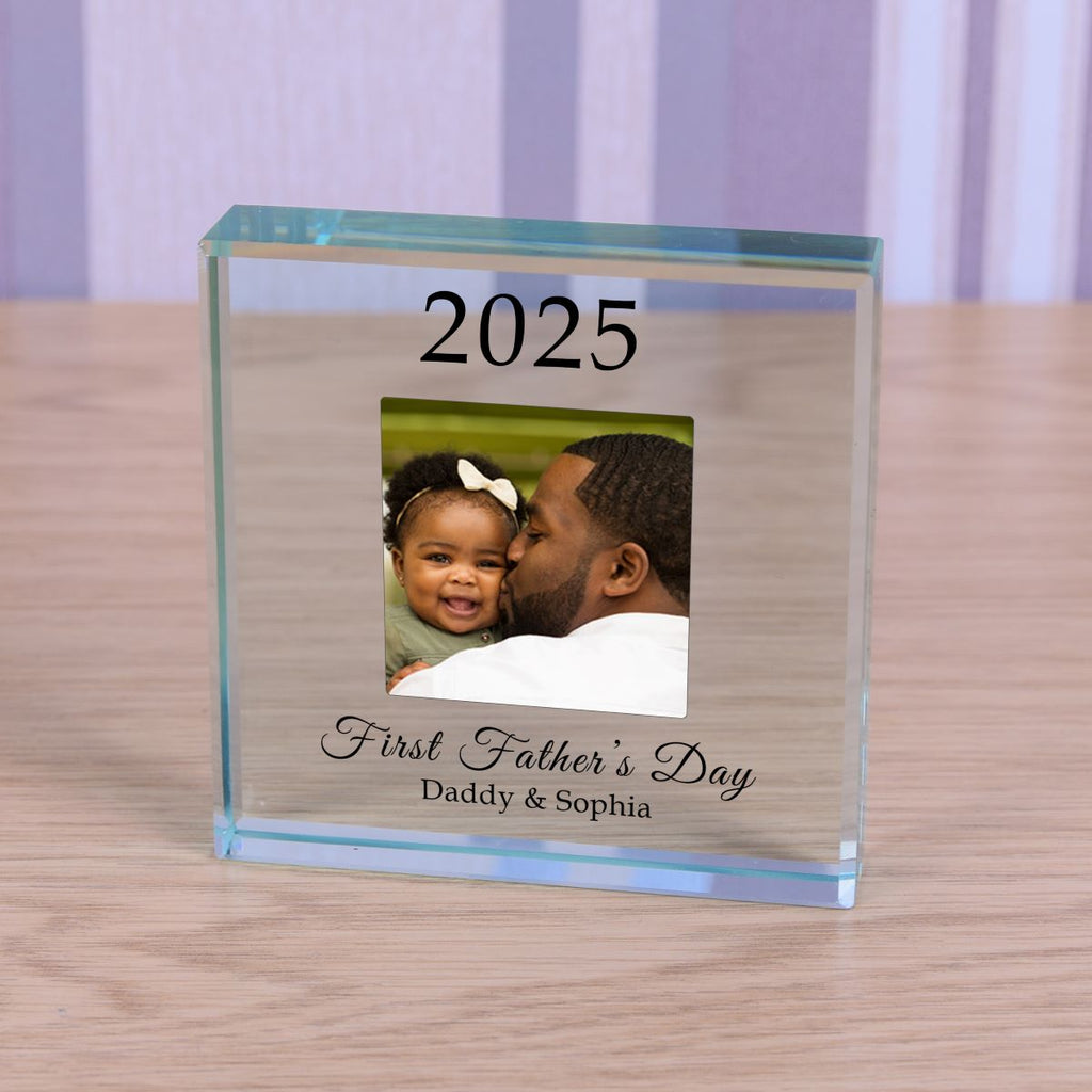 Personalised 'First Father's Day' Photo Glass Token