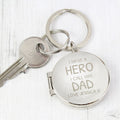 Keychain with engraved message on a white background