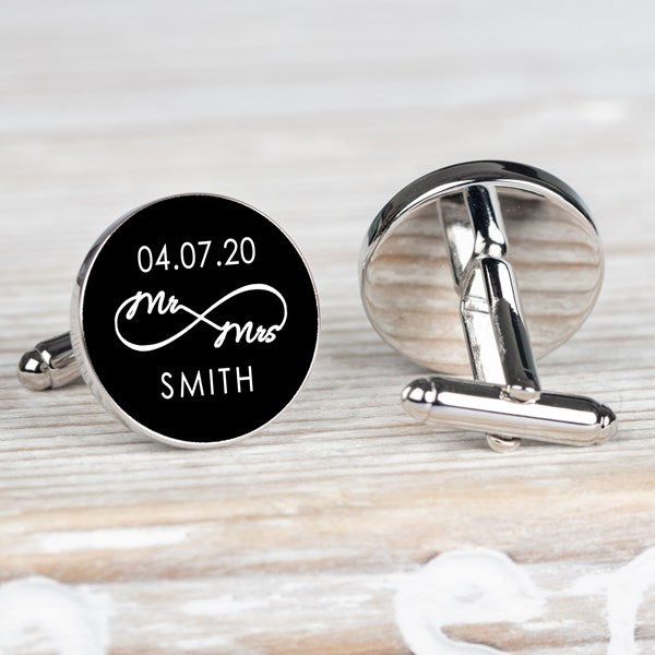 Personalised 'Mr And Mrs' Infinity Cufflinks