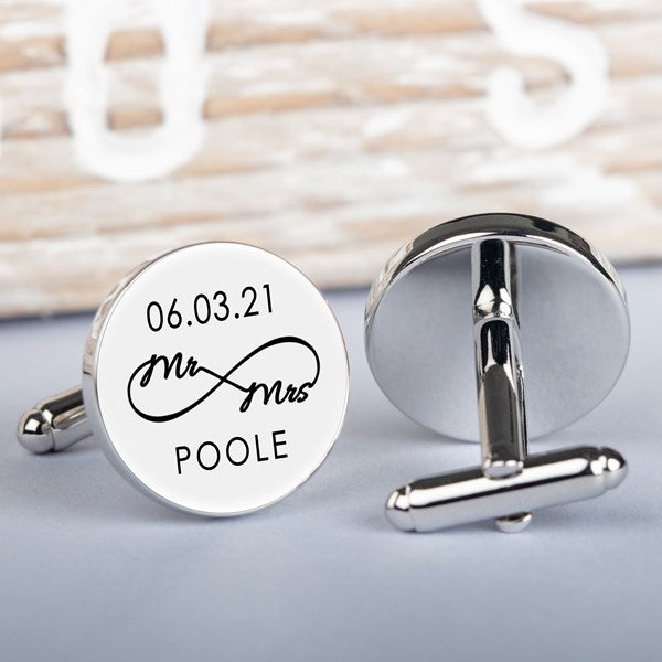 Personalised 'Mr And Mrs' Infinity Cufflinks