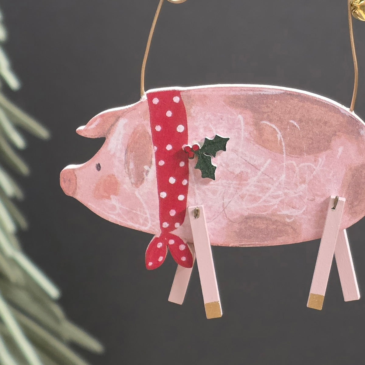 Pig with Scarf Hanging Decoration