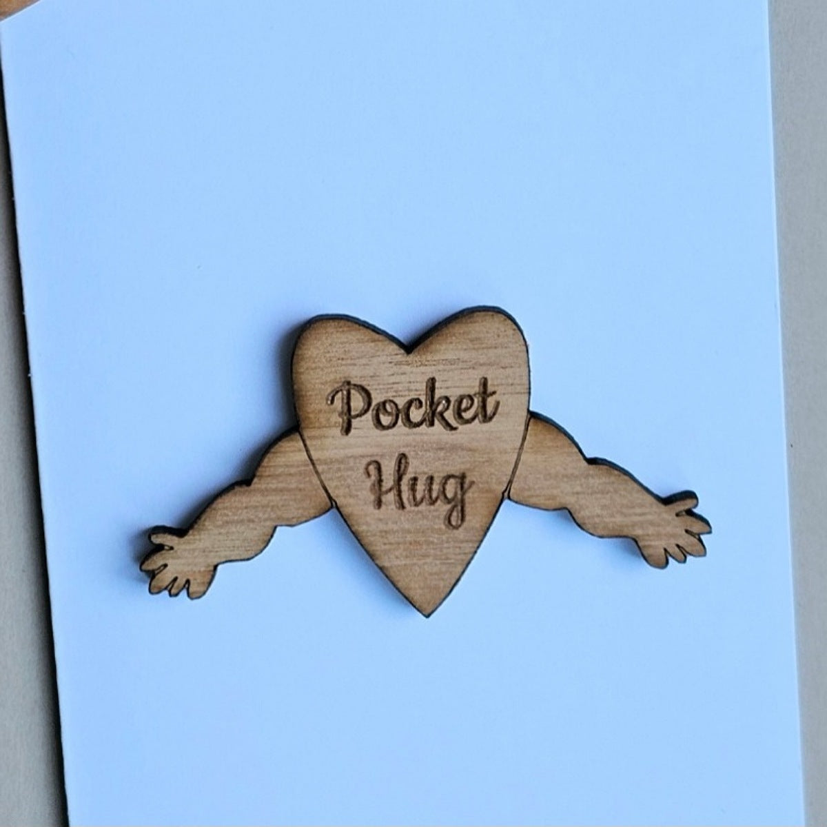 'Pocket Hug' Wooden Token and Card