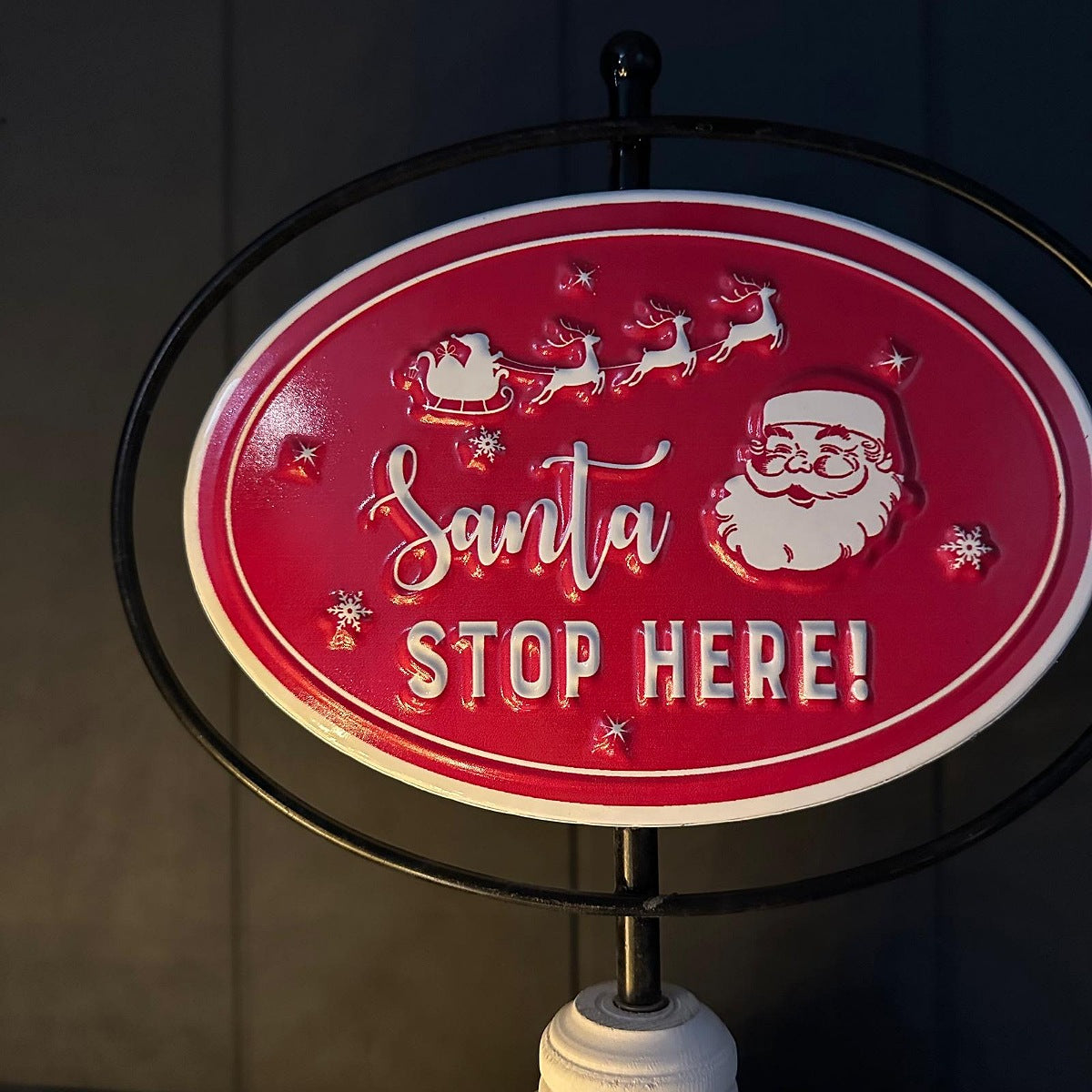 'Santa Stop Here!' Christmas Sign