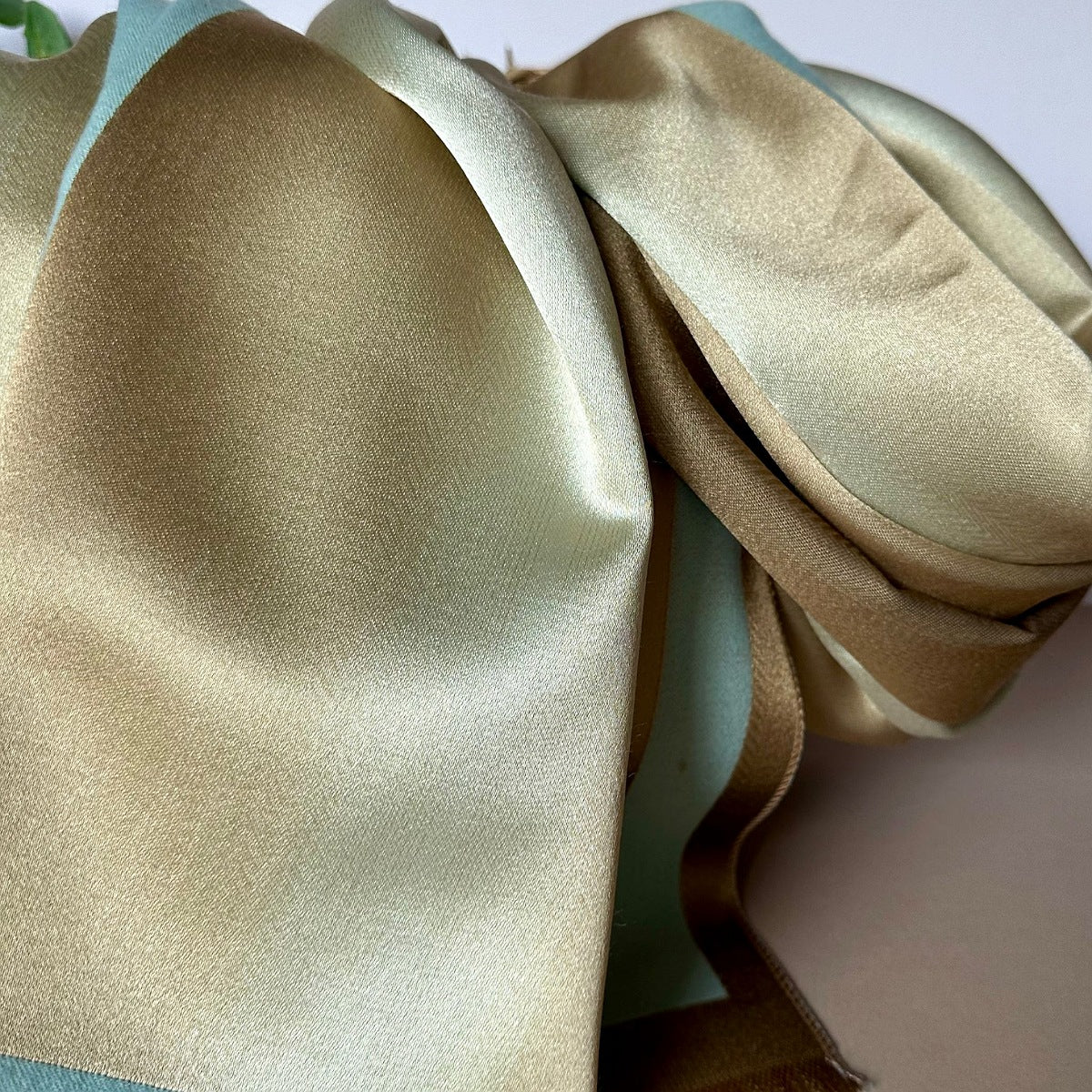 Silky Blue and Gold Border Reversible Scarf
