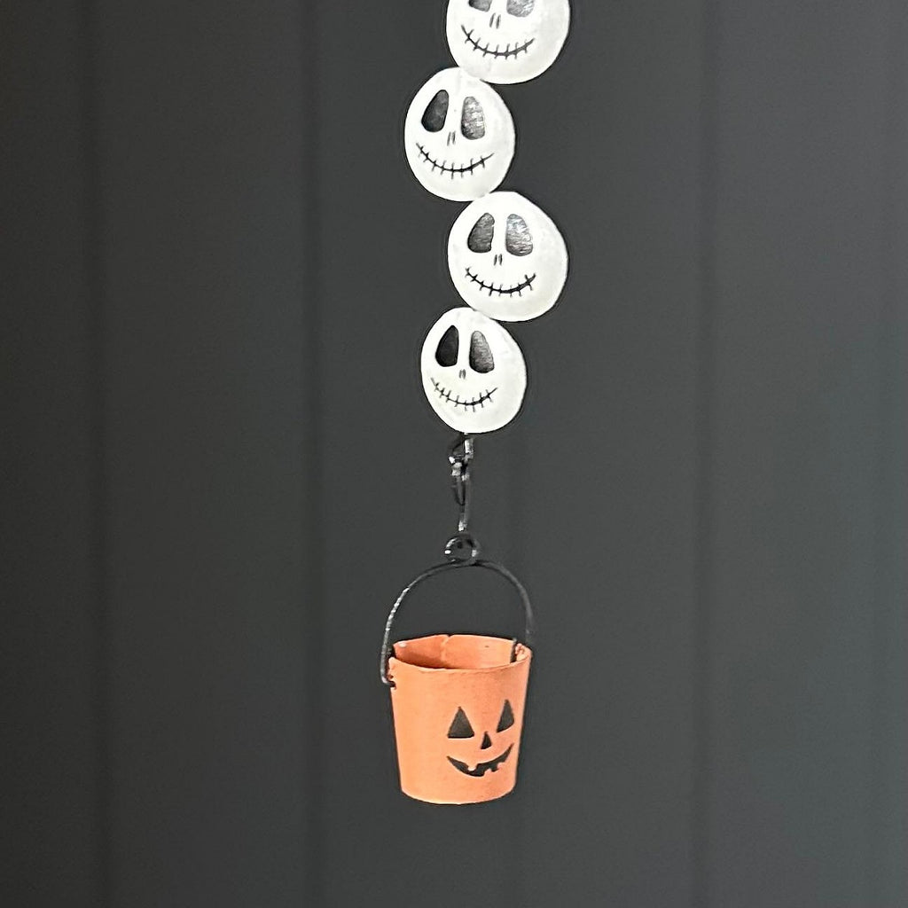 Skeleton Faces and Bucket Hanging Halloween Decoration