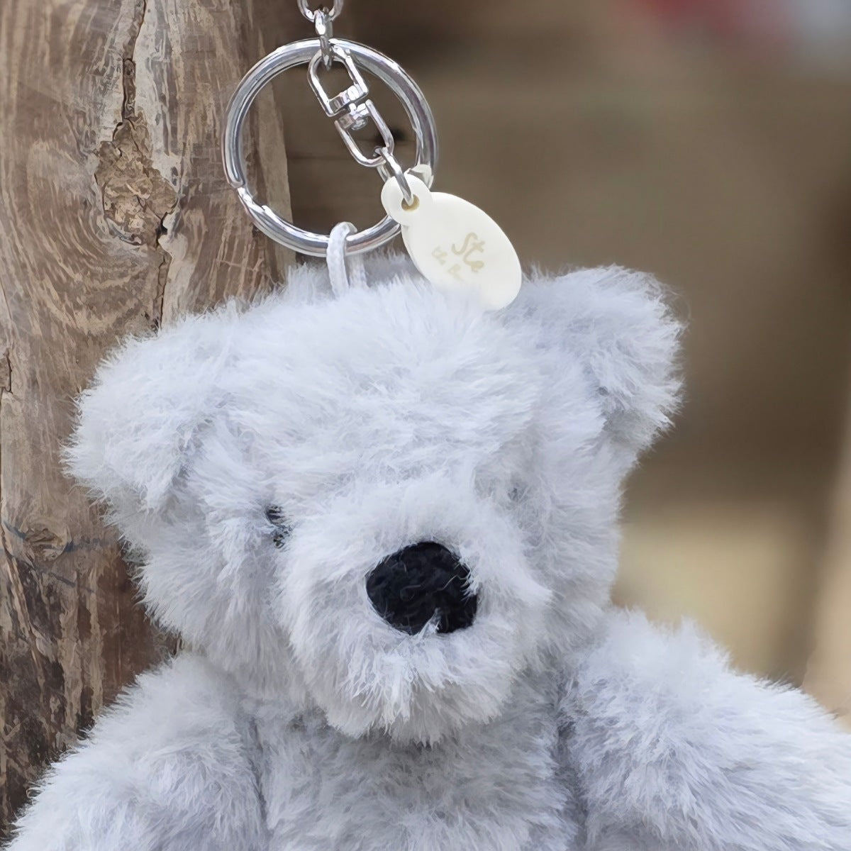 Ste The Plush Light Grey Teddy Bear Keyring