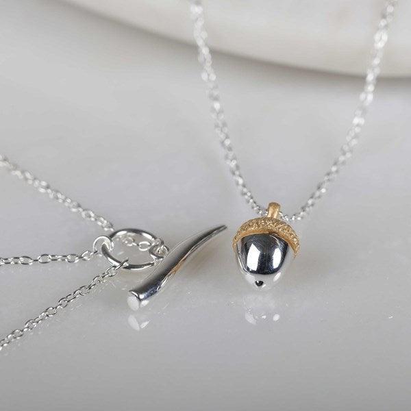 Sterling Silver And Gold Plate Acorn Necklace