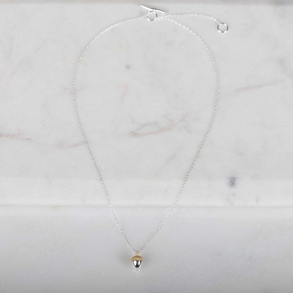 Sterling Silver And Gold Plate Acorn Necklace