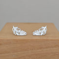 Sterling Silver Falling Feather Stud Earrings