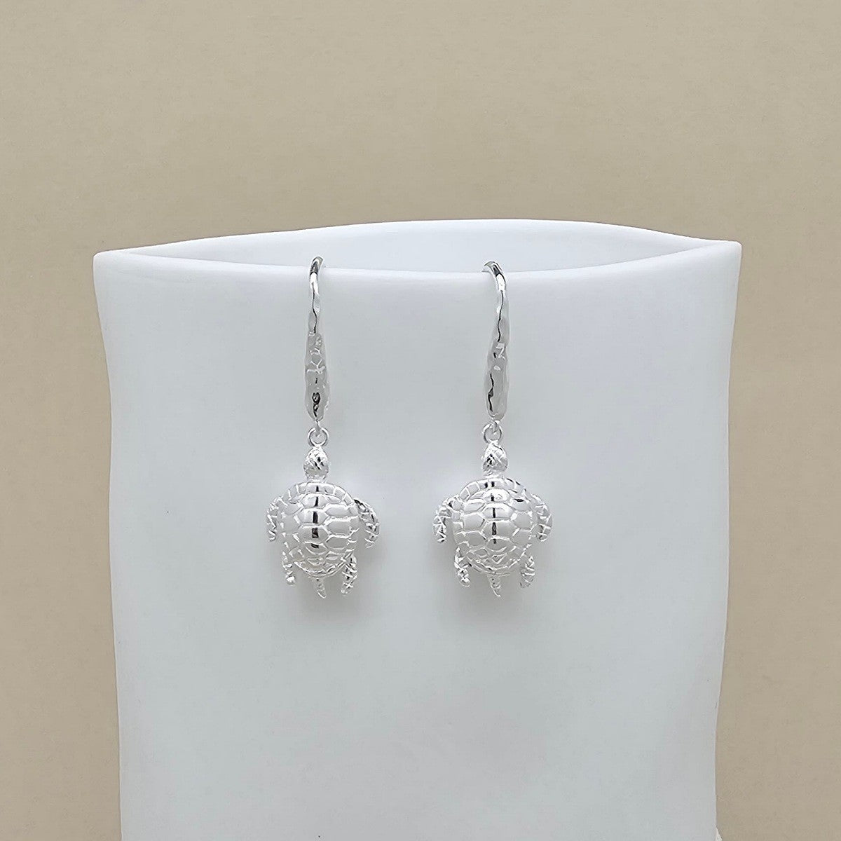 Sterling Silver Turtle Drop Earrings
