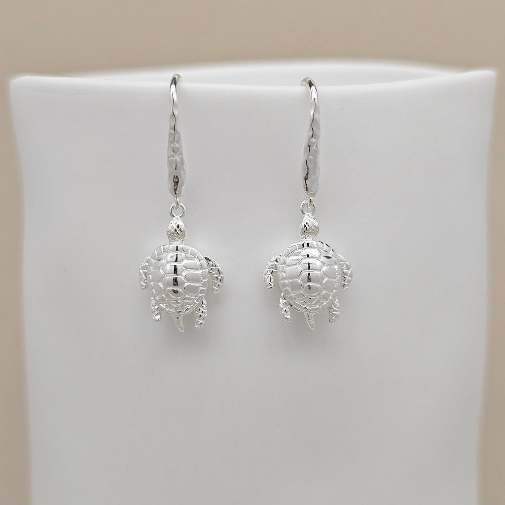 Sterling Silver Turtle Drop Earrings