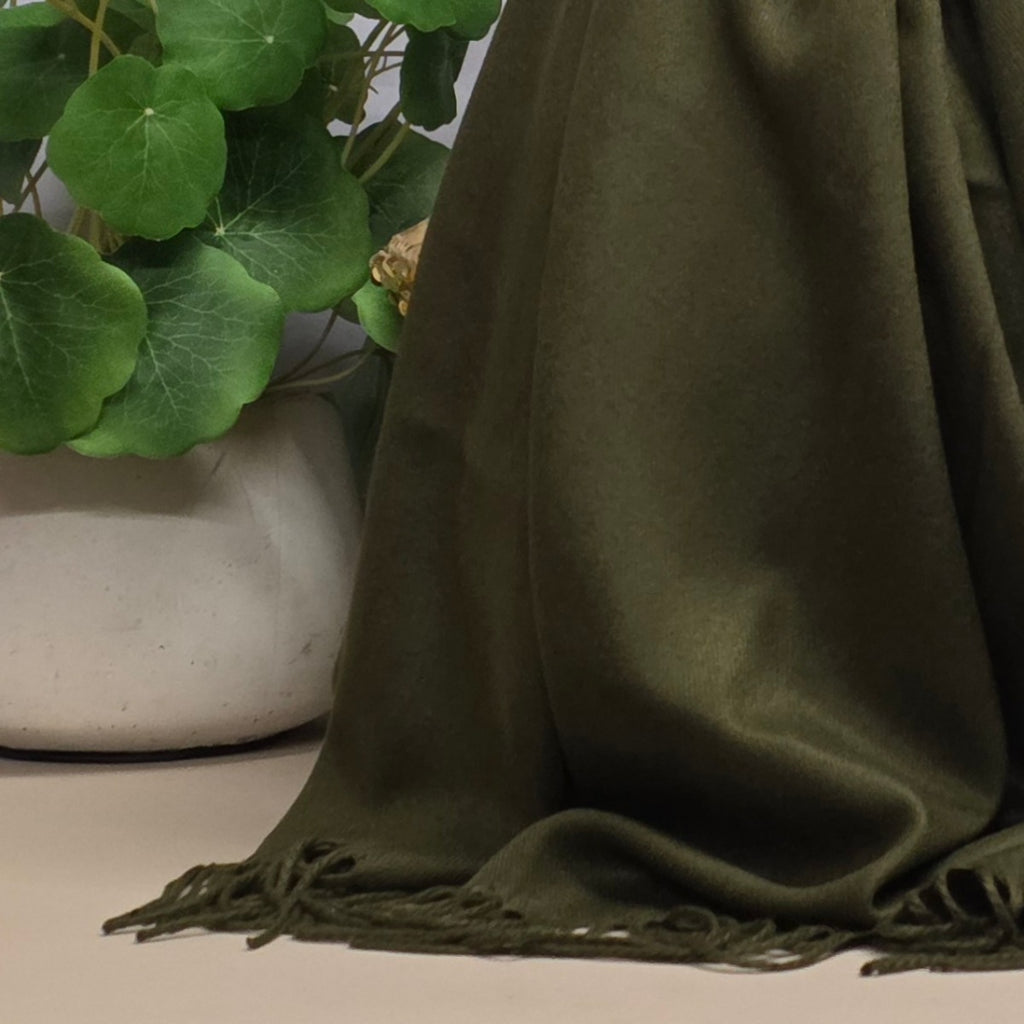 Super Soft Plain Pashmina Style Scarf in Army Green