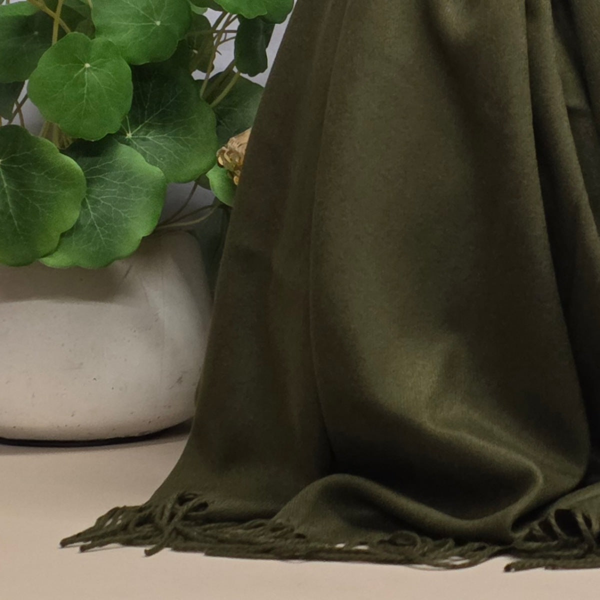 Super Soft Plain Pashmina Style Scarf in Army Green