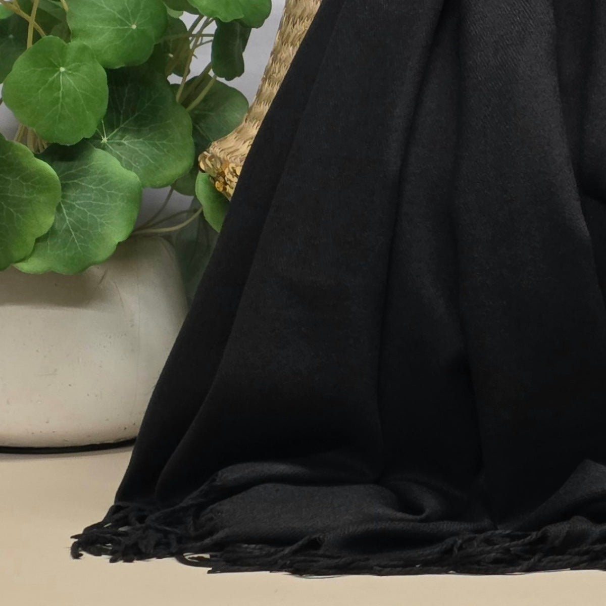 Super Soft Plain Pashmina Style Scarf in Black