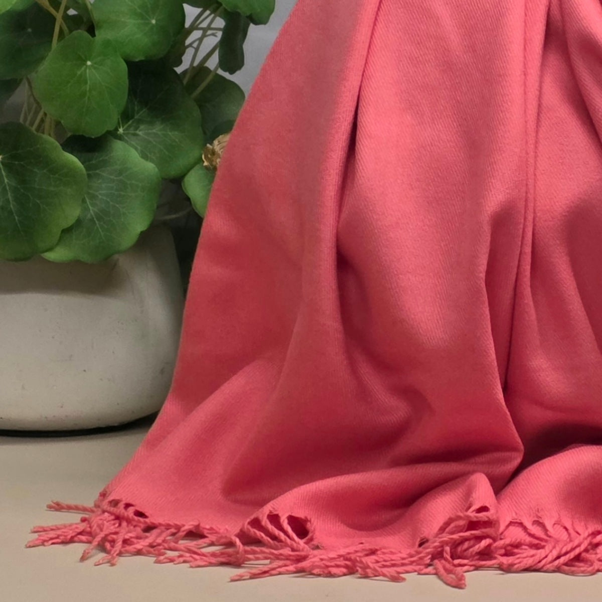 Super Soft Plain Pashmina Style Scarf in Coral Pink