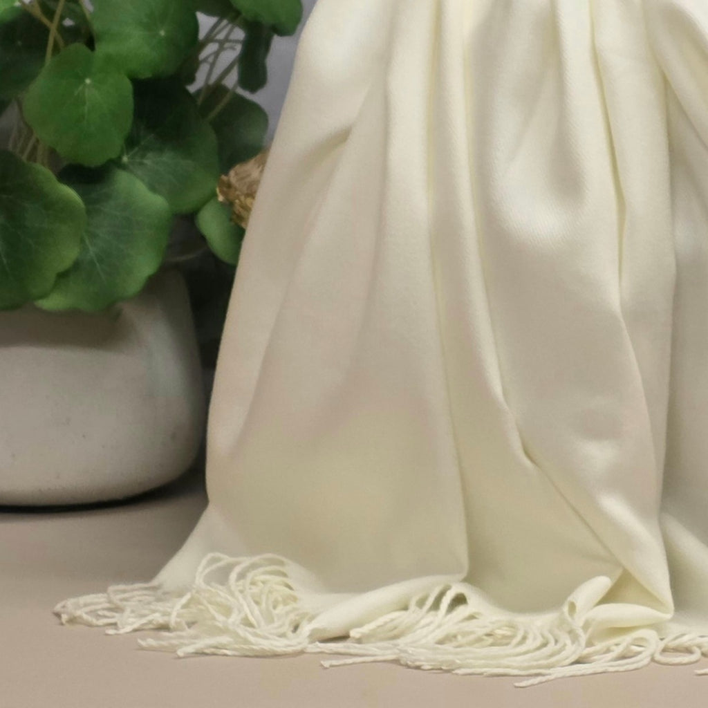 Super Soft Plain Pashmina Style Scarf in Cream