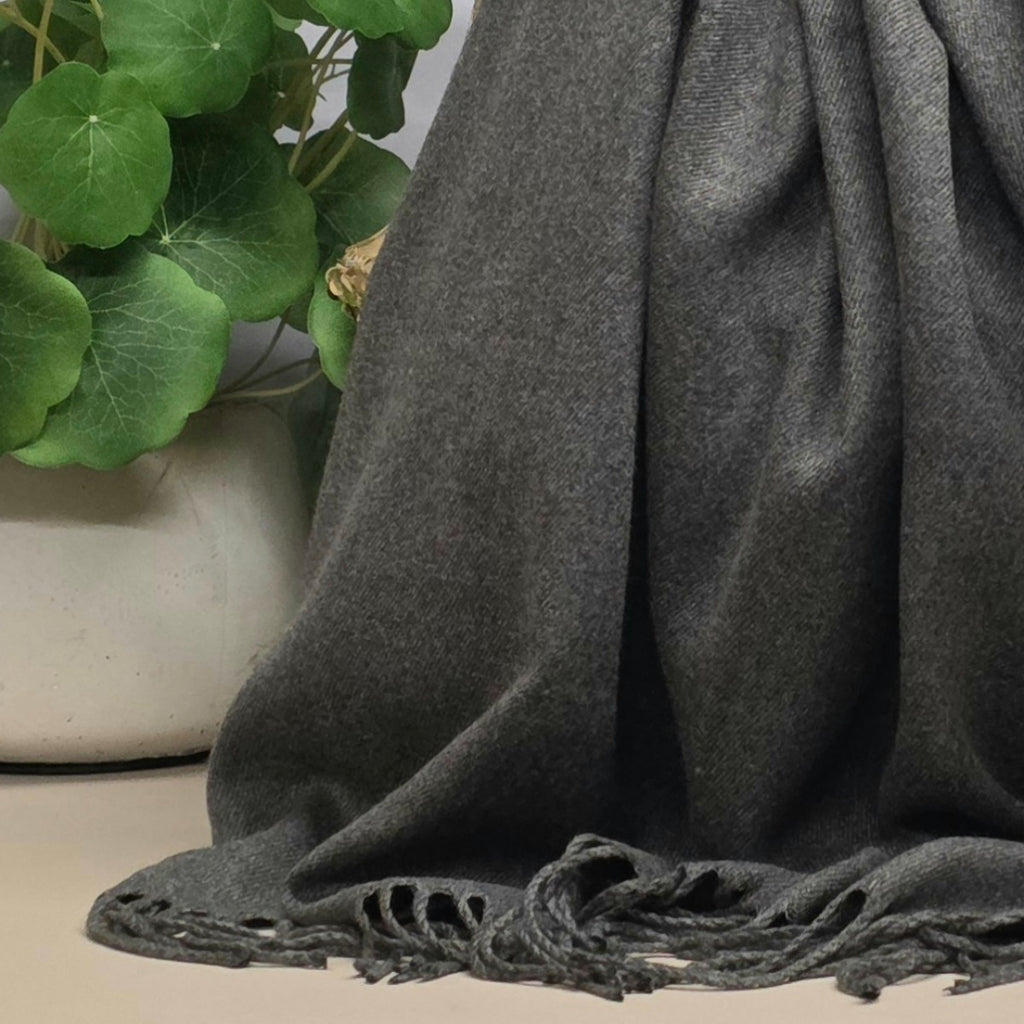 Super Soft Plain Pashmina Style Scarf in Granite Grey