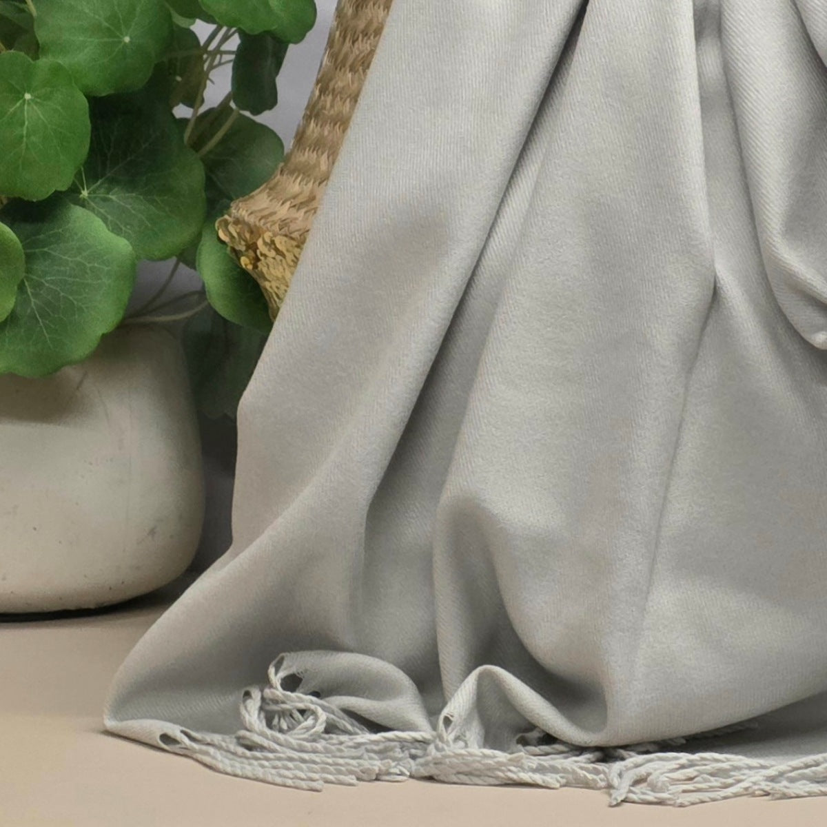 Super Soft Plain Pashmina Style Scarf in Light Grey