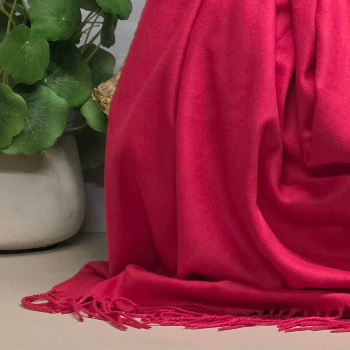 Super Soft Plain Pashmina Style Scarf in Magenta Red