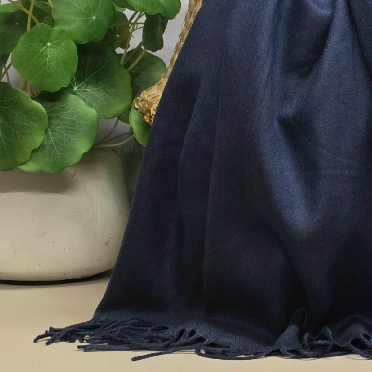 Super Soft Plain Pashmina Style Scarf in Navy Blue