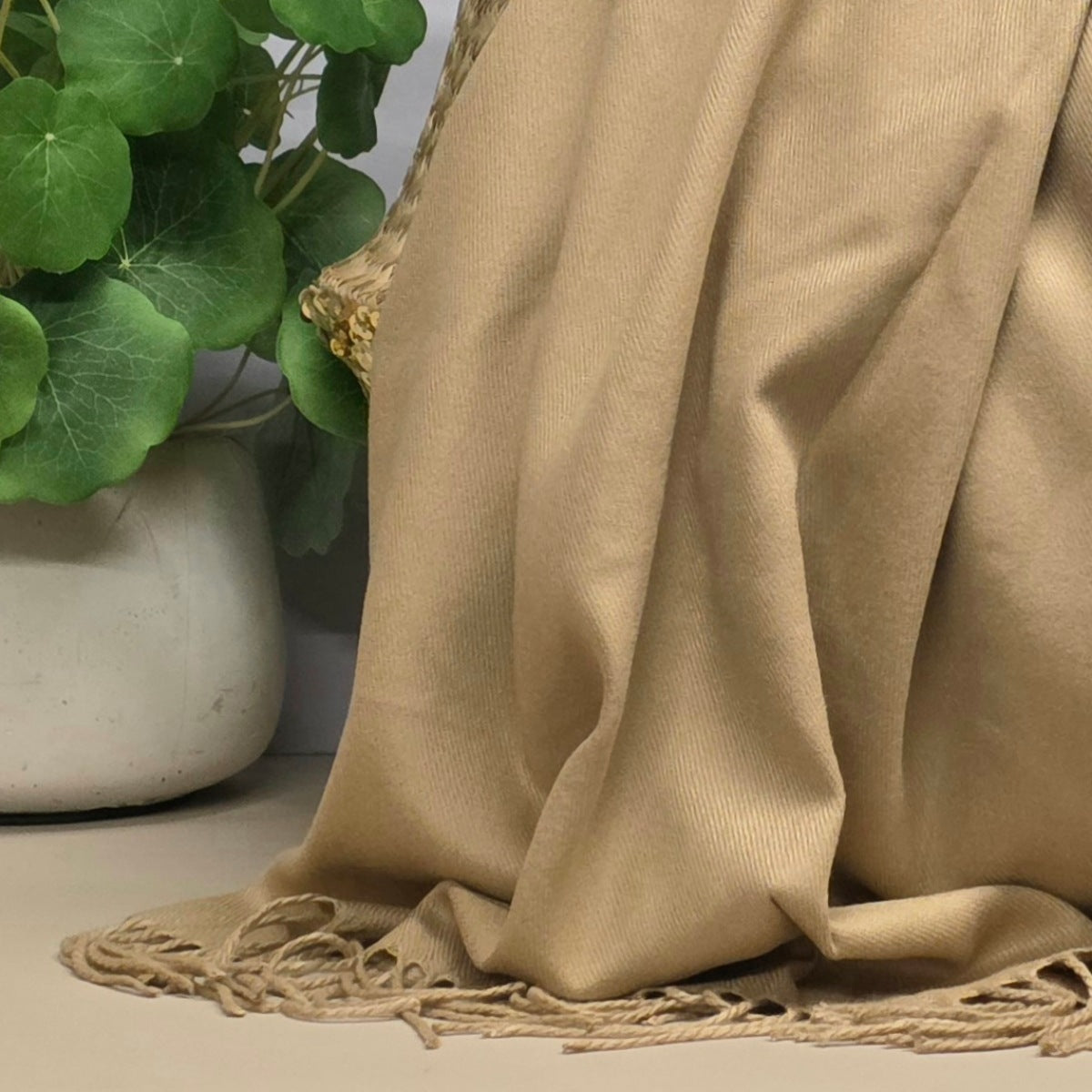 Super Soft Plain Pashmina Style Scarf in Tan