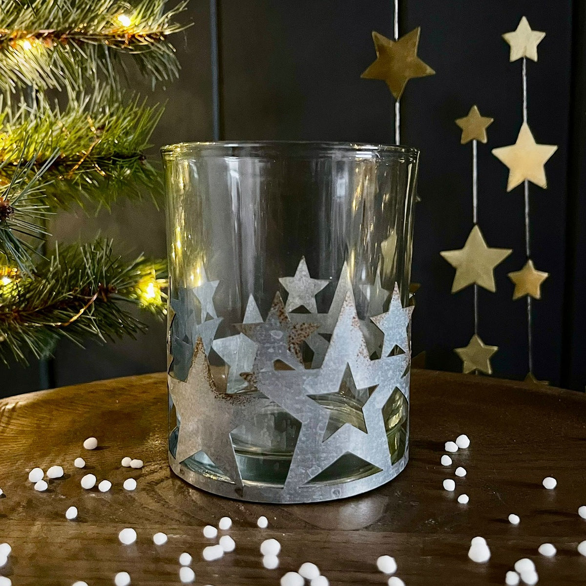 Tea Light Holder with Silver Stars