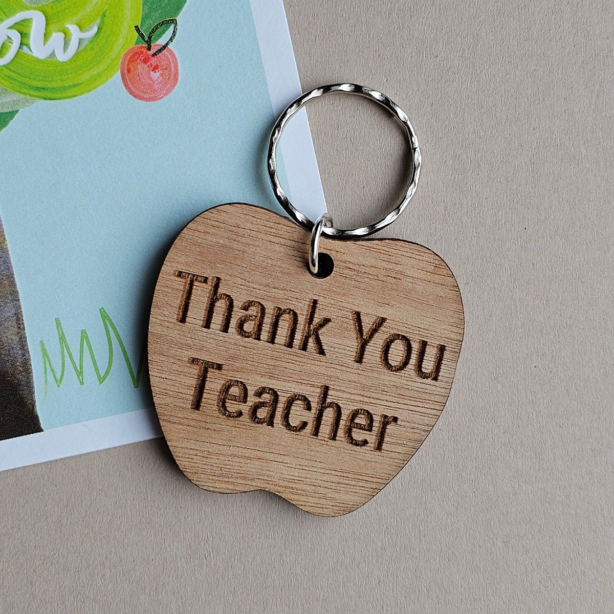 'Thank You Teacher' Wooden Keyring